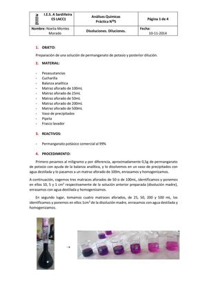 Práctica 5 , Disoluciones, Noelia Montes Morado