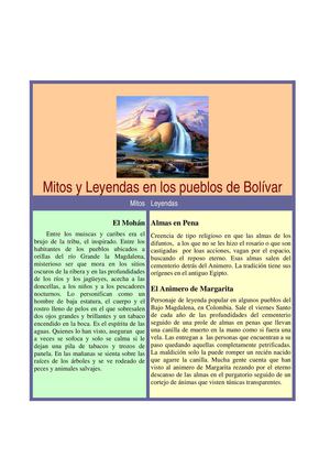Inventario De Mitos Y Leyendas De Bolivar