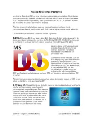 Clases De Sistemas Operativos