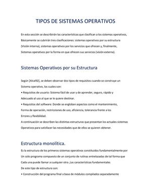 Tipos De Sistemas Operativos- David Rodriguez