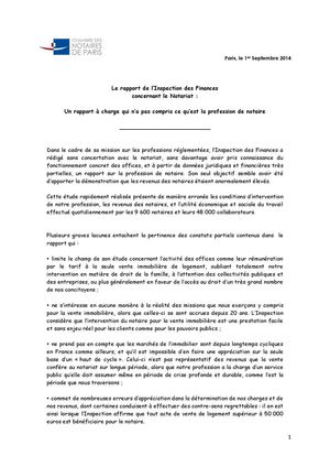 Note de synthèse | Commentaires CINP | Rapport IGF