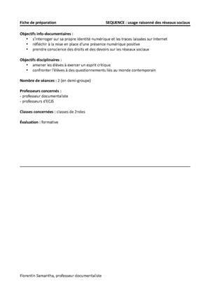 Fiche Prep Usage Raisonné Des Réseaux