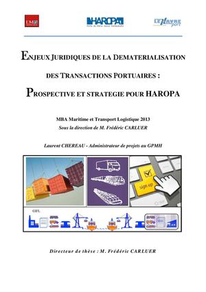 Mba Maritime transport & Logistics -  L Chereau 2013