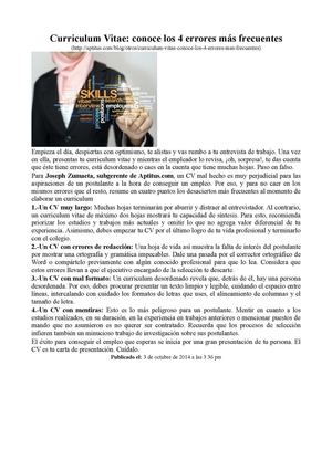 Curriculum Vitae Errores