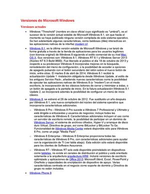 6ta TAREA Versiones De Microsoft Windows
