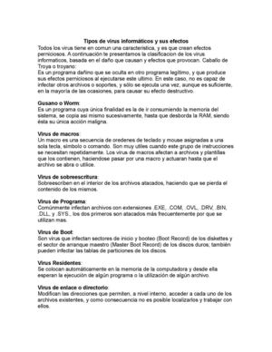 Tipos De Virus Informáticos Y Sus Efectos