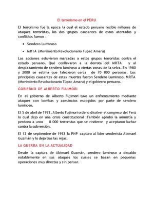 El Terrorismo En El Peru