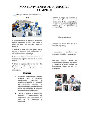 MANTENIMIENTO DE EQUIPOS DE COMPUTO