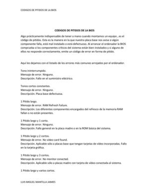 CODIGOS DE PITIDOS DE LA BIOS
