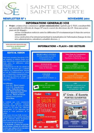 SCSE Newsletter N 1  Novembre 2014