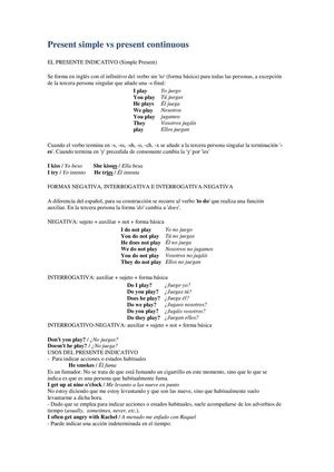 Present Simple Vs Present Continuous