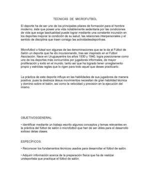 Tecnicas De Microfutbol