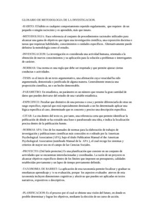 Glosario De Metodologia De La Investigacion