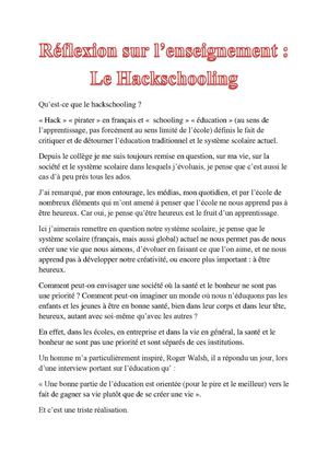 Réflexion sur l'enseignement : le hackscholling