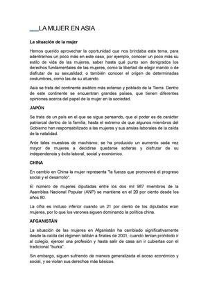 La Mujer En Asia