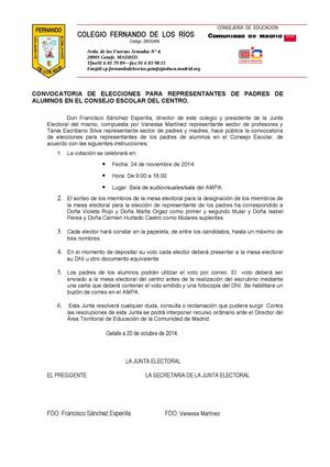 Convocatoria Elecciones Consejo Escolar
