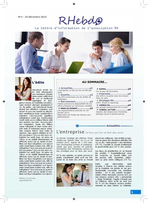 Newsletter mensuelle d'une association RH fictive [Indesign}
