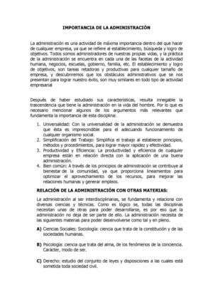 Importancia De La Administracion