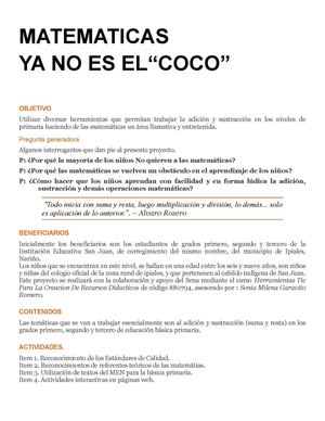 La enseñanza de las matemáticas Actividad Sena