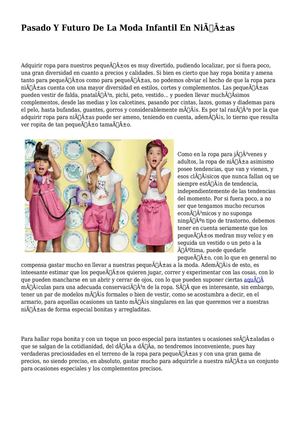 Pasado Y Futuro De La Moda Infantil En Niñas