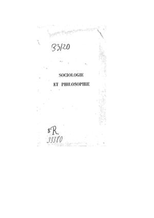 [Emile Durkheim] Sociologie Et Philosophie