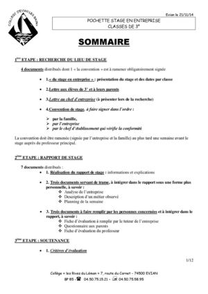 Exemplaire numérique de rapport de stage pour les 3èmes