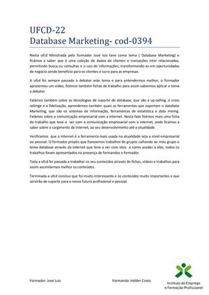 Ufcd 22 Database Marketing Cod 0394
