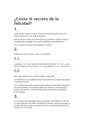¿Existe El Secreto De La Felicidad?