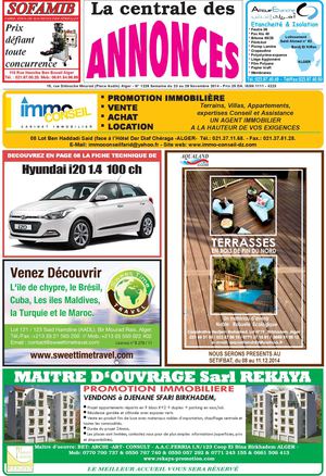 La Centrale des Annonces n°1226 semaine du 23 au 29 Novembre 2014