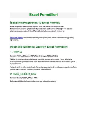 Excel Formülleri