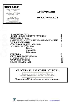 Beret Rouge N°25 Février 1961