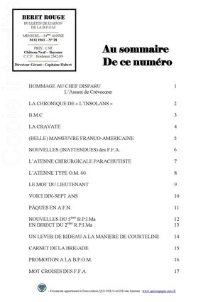 Beret Rouge N°28 Mai 1961