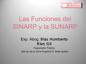 Las Funciones Del Sinarp Y La Sunarp
