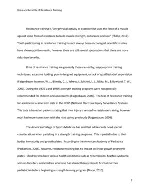 Risks And Benefits Of Resistance Training In Children And Adolescents