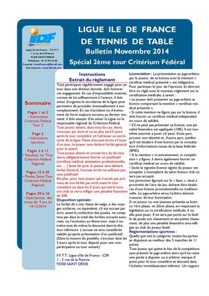 Bulletin Novembre 2014 Spécial Critérium Fédéral