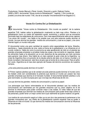 Voces En Contra De La Globalización