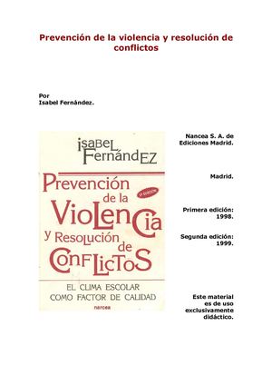 Prevención de la violencia y resolución de conflictos