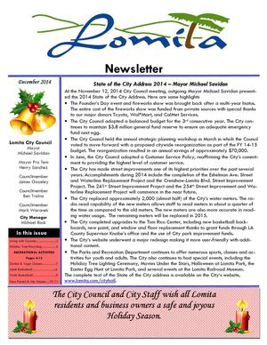 City of Lomita - Winter Newsletter & Activities