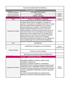 Plan De Unidad Didáctica Individual