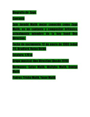 Biografía De Zayn