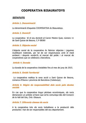 Estatuts Cooperativa Bisauratoys