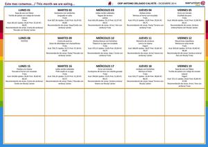Menú COMEDOR Diciembre 2014