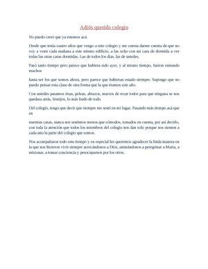Adiós Querido Colegio