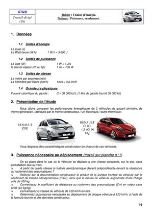 Td Rendement Voiture