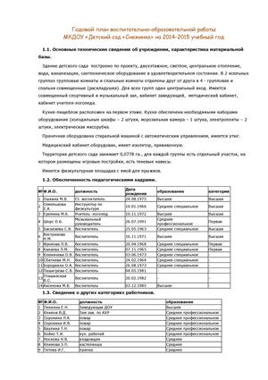 Годовой план воспитательно