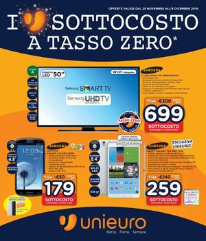Volantino Unieuro dal 29 novembre all'8 dicembre 2014