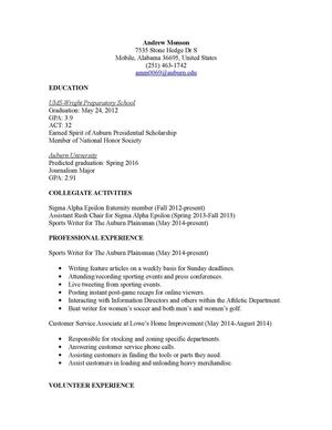 Andrew Monson - Resume