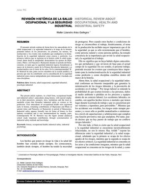 Historia De La Salud Oupacional