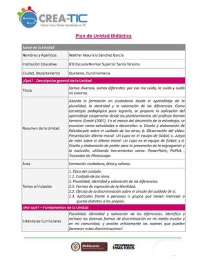 Unidad Didáctica Somo Diversos Somos Diferentes