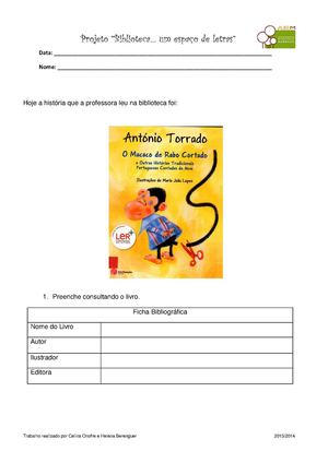 011 Projeto Biblioteca O Macaco De Rabo Cortado Caderno De Atividades
